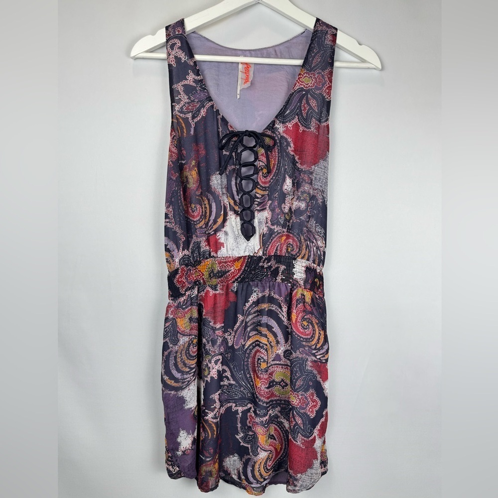Free People Falling For Georgette Dress  Sleeveless Pockets Paisley Size XS - Picture 3 of 12
